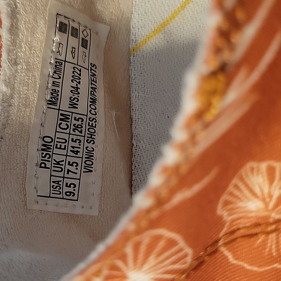 Vionic Beach Pismo Orange Coral Pattern Slip On Sneakers 9.5M - Picture 7 of 10